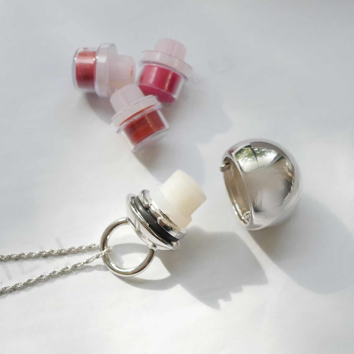 Cossette Sterling Silver Refillable Lip Balm Necklace
