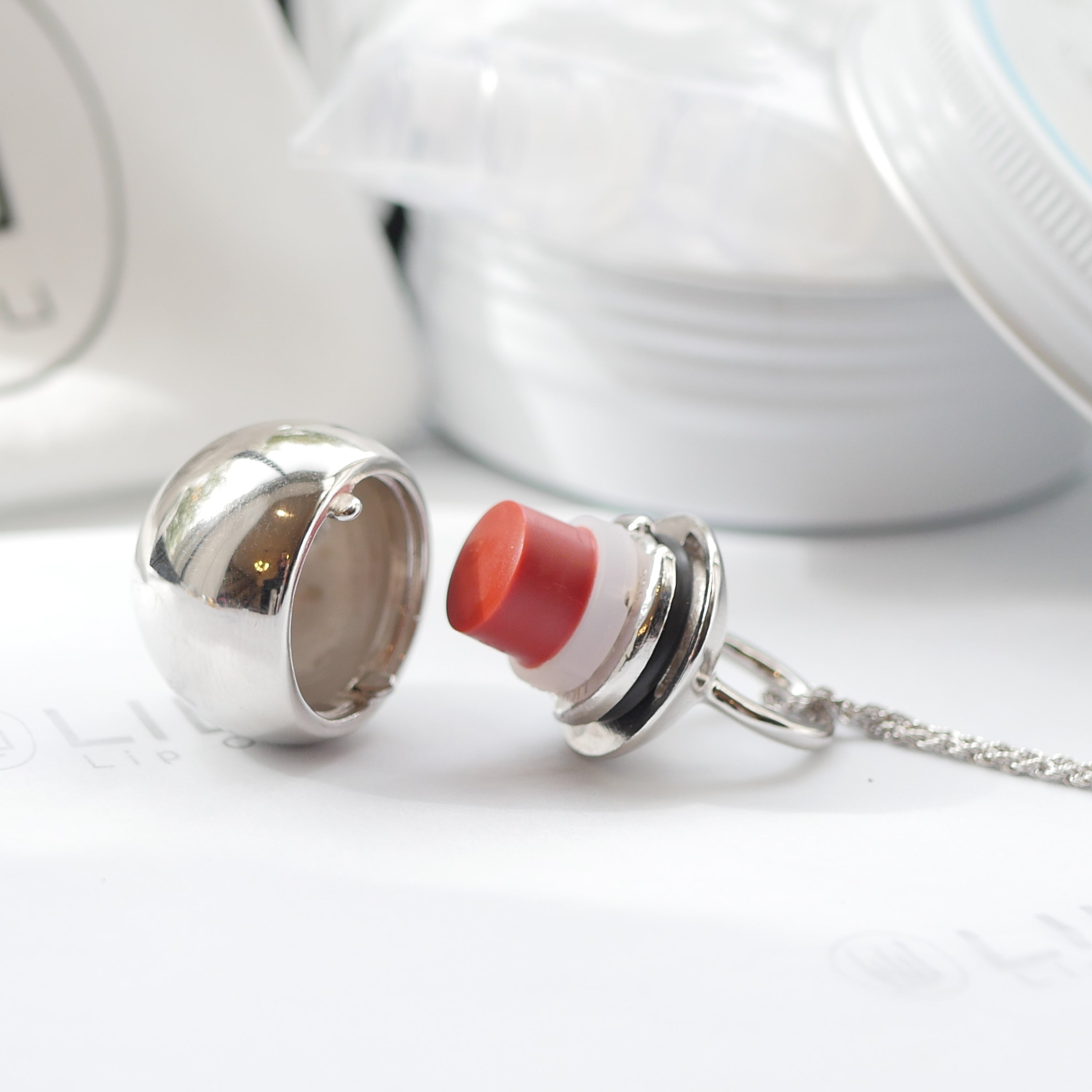 Cossette Sterling Silver Refillable Lip Balm Necklace