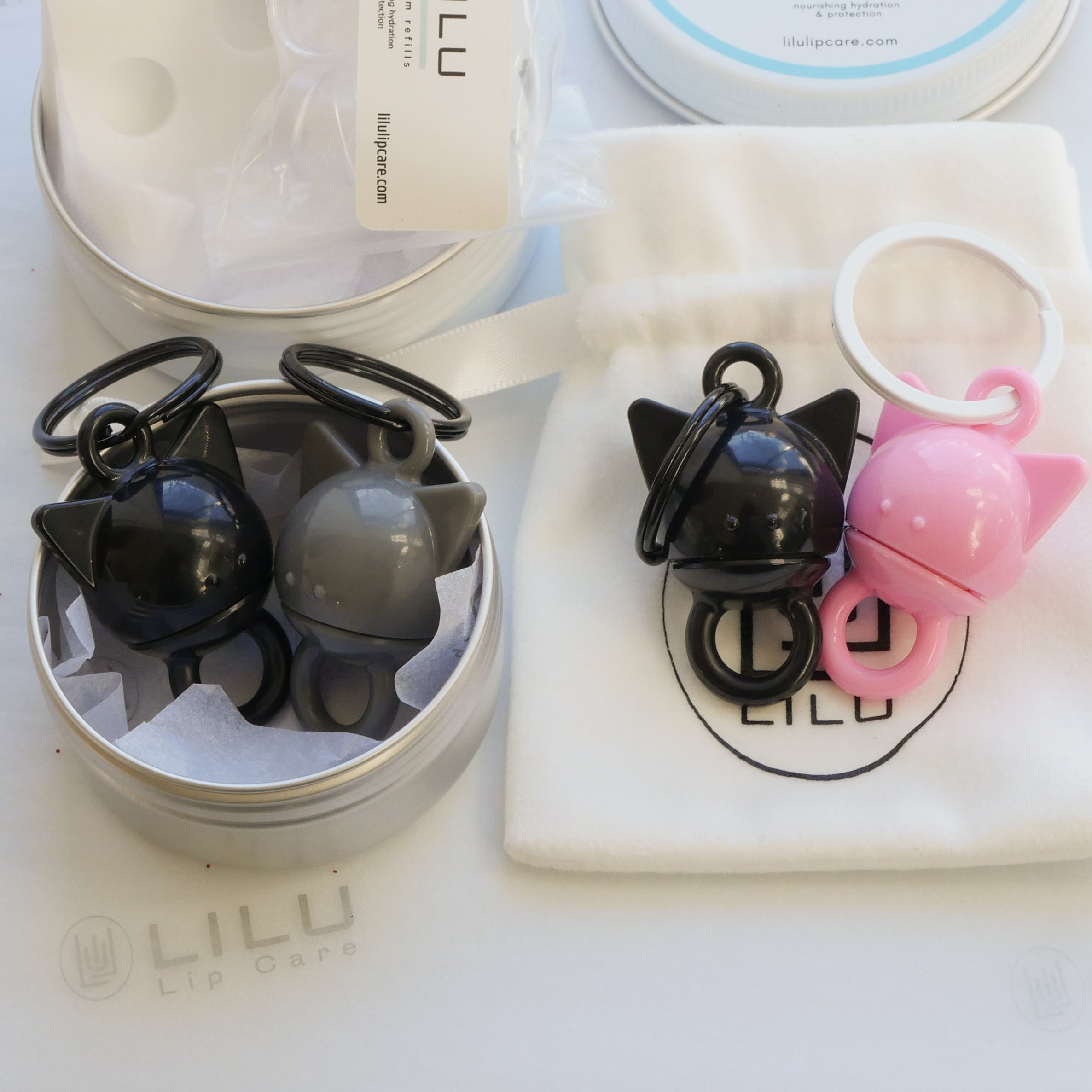 Bestie Refillable Lip Balm Accessory| Black, Pink & Grey| LiLu Lip Care
