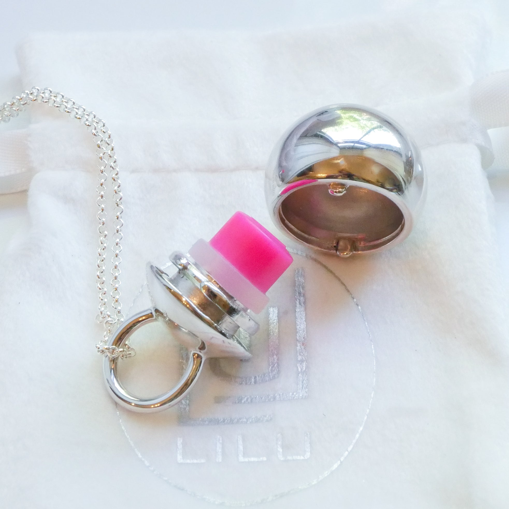 Cossette Sterling Silver Refillable Lip Balm Necklace