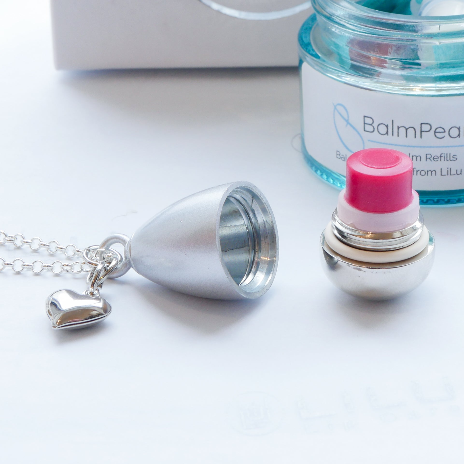 Lexi Heart Dual Finish Refillable Lip Balm Necklace | LiLu Lip CareCare