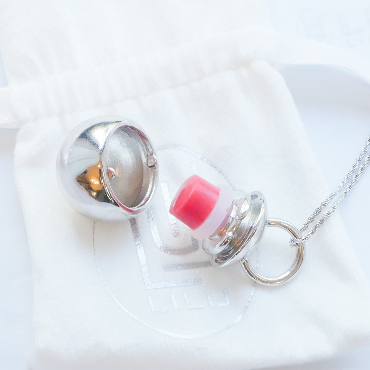 Cosette Sterling Silver Refillable Lip Balm Necklace