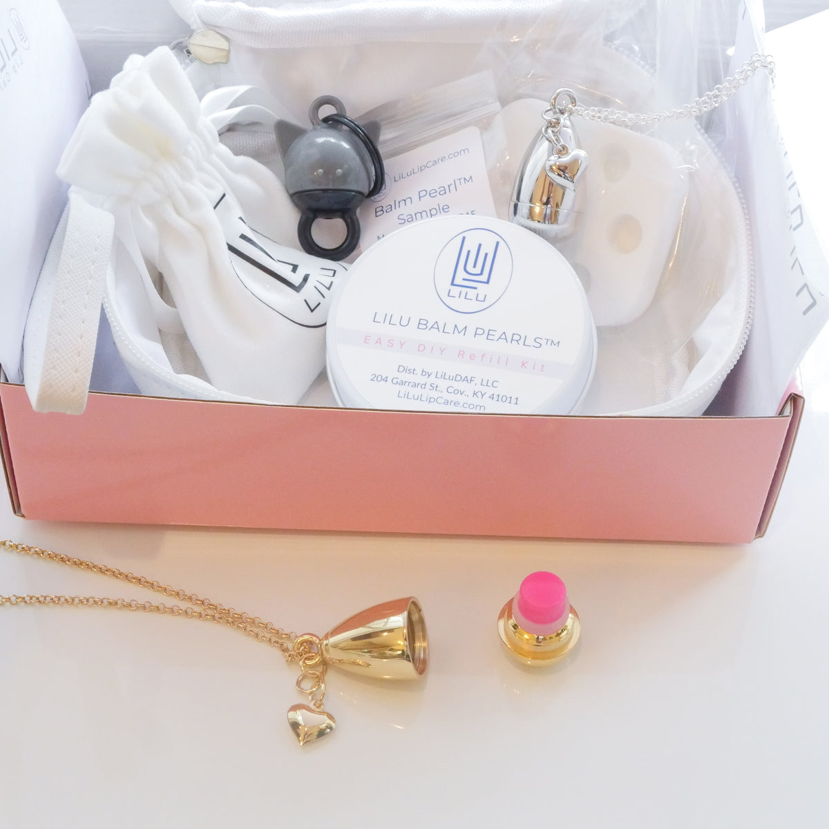 LiLu  Lip Balm Lover's Dream Kit — Refillable Lip Balm Necklace Gift Set