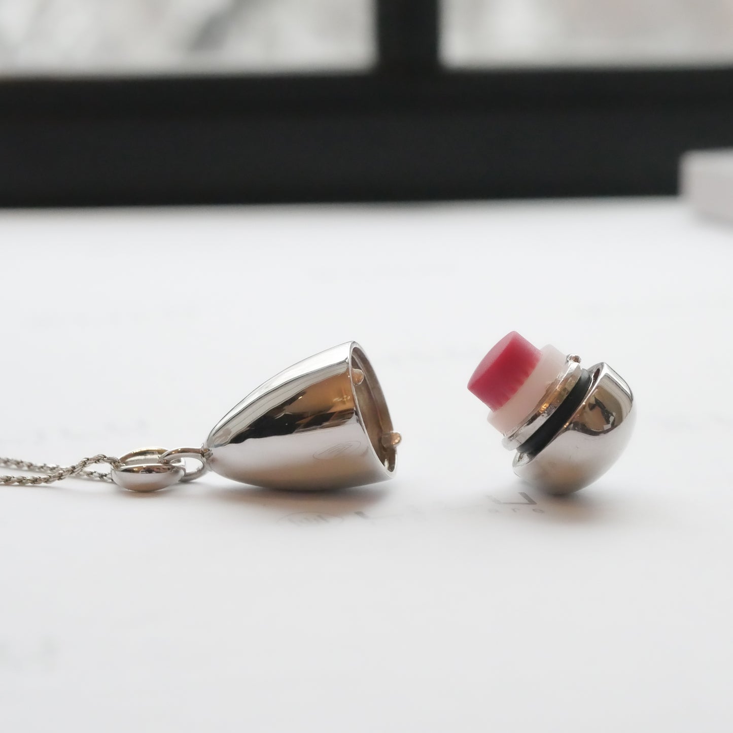 LiLu Lip Balm Necklace CAMILLE STERLING SILVER with 8 Lip Balm Refills or DIY Refills - Use Your Balm