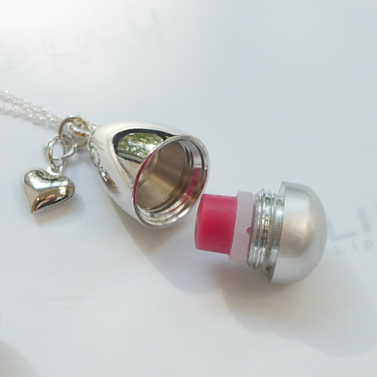 LEXI SILVER HEART REFILLABLE LIP BALM NECKLACE  | LiLu Lip Care