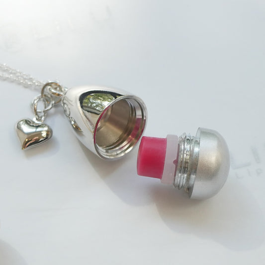 LEXI SILVER HEART REFILLABLE LIP BALM NECKLACE  | LiLu Lip Care