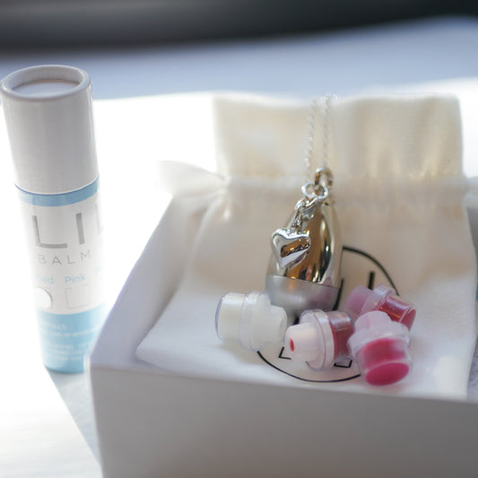 LEXI SILVER HEART REFILLABLE LIP BALM NECKLACE  | LiLu Lip Care