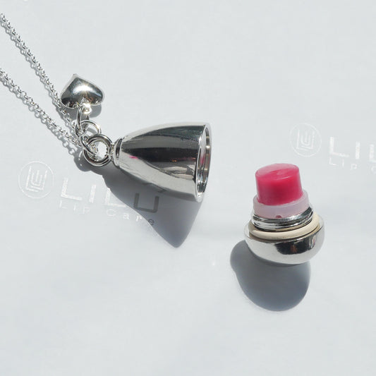 LEXI SILVER HEART REFILLABLE LIP BALM NECKLACE  | LiLu Lip Care