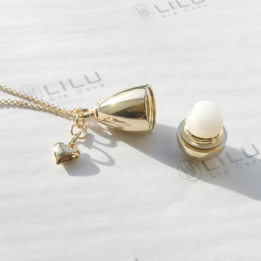 LEXI GOLD HEART REFILLABLE LIP BALM NECKLACE | LiLu Lip Care