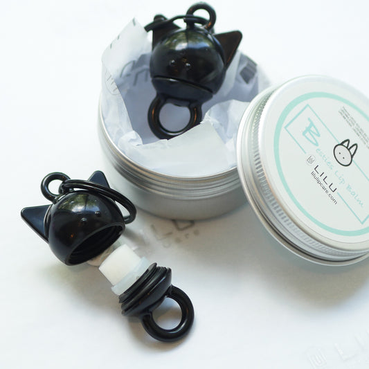 2 REFILLABLE  BESTIE KITTY LIP BALM  ACCESSORIES in Black, Pink or Grey | LiLu Lip Care