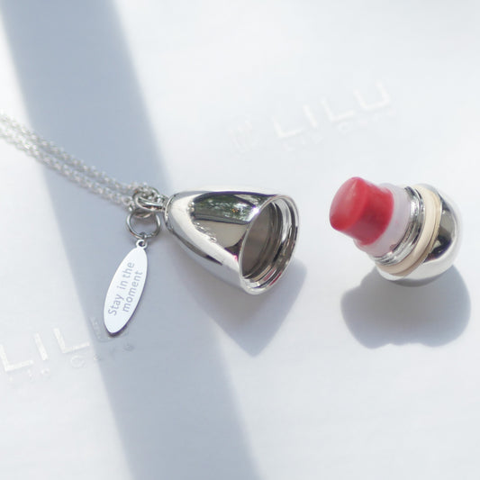 LEXI SILVER REFILLABLE LIP BALM NECKLACE  | LiLu Lip Care
