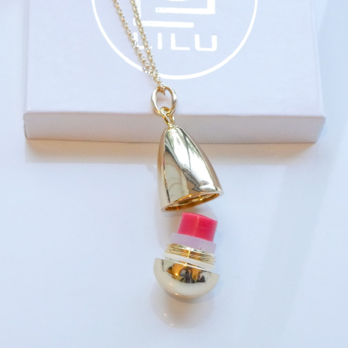 Lexi Gold Refillable Lip Balm Necklace