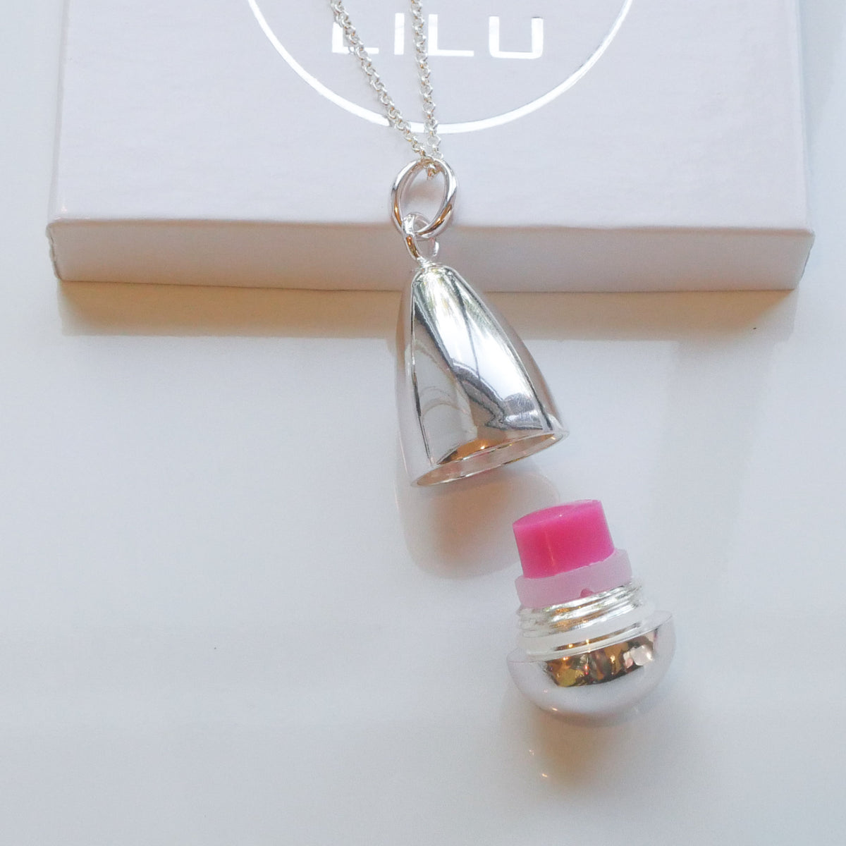 Lexi Silver Refillable Lip Balm Necklace