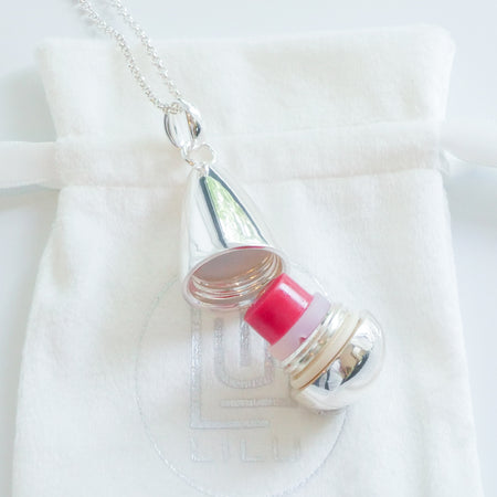 Lexi  Sterling Silver Refillable Lip Balm Necklace