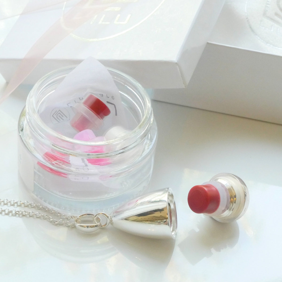 Lexi Silver Refillable Lip Balm Necklace