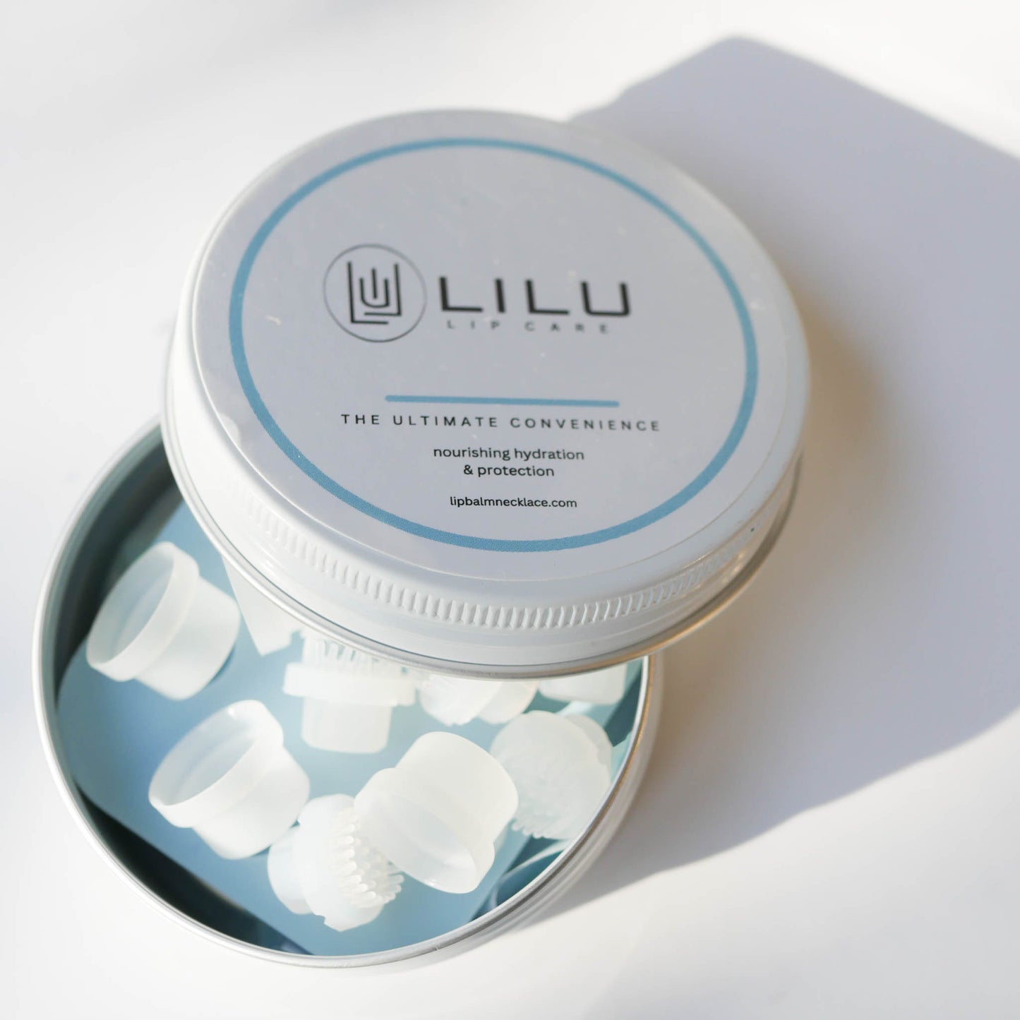 LiLu Lip Balm Necklace Kira Silver Plated with 8 Refills or DIY Refills - Use Your Balm
